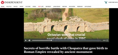 Παγκόσμια αποκλειστικότητα για την Αρχαία Νικόπολη "πουλάει" η εφημερίδα The Independent και μεγάλη προβολή για τον πολιτισμό της Πρέβεζας